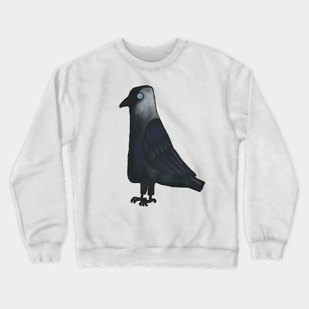 Blue eyed  Cartoon jackdaw Crewneck Sweatshirt by Nigh-designs